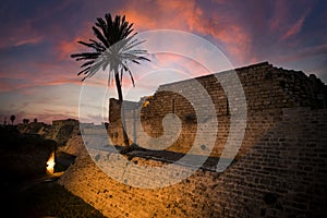 Caesarea ancient ruins by the Mediterranean in Israel