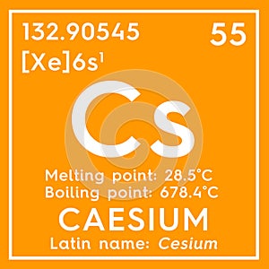 Caesium. Cesium. Alkali metals. Chemical Element of Mendeleev\'s Periodic Table. 3D illustration