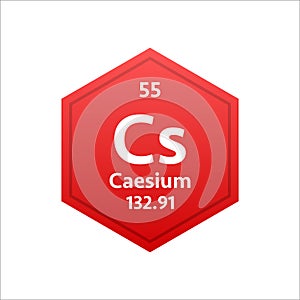 Caesium symbol. Chemical element of the periodic table. Vector stock illustration.