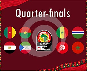 Design Can Cameroon 2021 Symbol Quarter-Finals Flags Emblem Countries