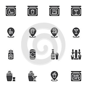 Cafe bar related vector icons set