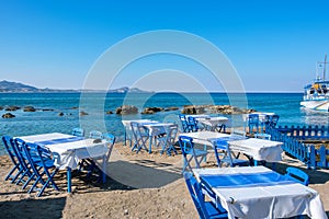 Cafe on a beach. Kolymbia. Rhodes, Greece