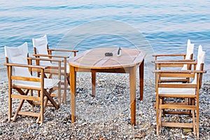 Cafe on a beach. Platamonas, Pieria, Greece