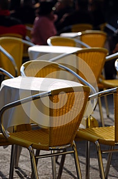 Cafe chairs and table