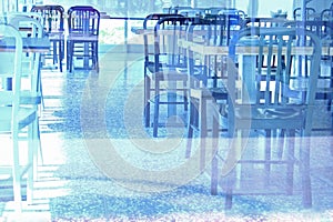 Cafe Chairs Table Angle Contemporary Design Glass Window Background
