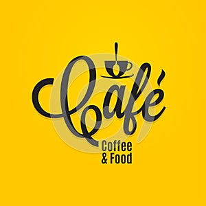 Cafe coffee and food menu. Coffee cup logo