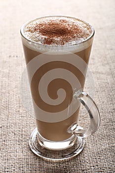 Cafe - Coffee Latte on burlap canvas