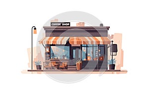Cafe Coffee shop flat cartoon isolated on white background. Vector illustration photo