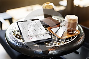 Cafe Coffee Table Morning Breakfast Planning Concpet