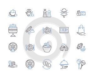 Cafe culture outline icons collection. Cafe, Culture, Dining, Relaxing, Socialising, Gathering, Cuisine vector and