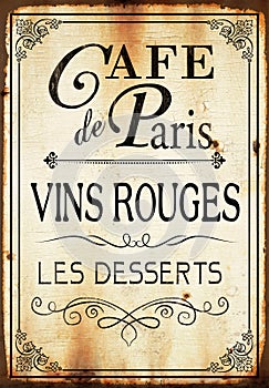Cafe de paris Wall sign photo