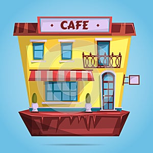 Cafe facade. Flat design