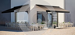 cafe facade store with terrace view mockup