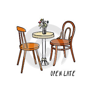 Cafe furniture illustration
