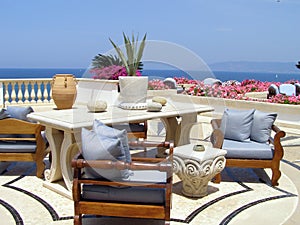 Cafe on the hellenic beach photo