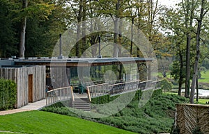 Cafe at historic Hadspen House set in a country estate, now transformed into boutique hotel The Newt in Somerset, UK