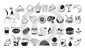 Cafe icon set. Drink and food symbol