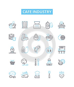Cafe industry vector line icons set. Cafe, Industry, Coffee, Beverage, Tea, Shop, Barista illustration outline concept