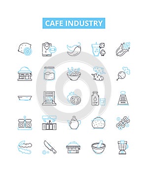 Cafe industry vector line icons set. Cafe, Industry, Coffee, Beverage, Tea, Shop, Barista illustration outline concept