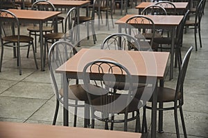 Cafe Interior. Coffee shop or cafe simple empty cafe tables