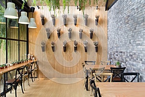 Cafe interior design modern vintage style for relax time backg