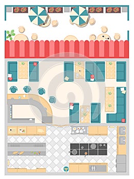 Cafe interior elements - modern vector colorful illustration