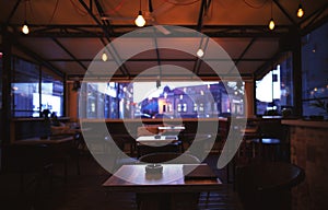 Cafe Interior at Evening