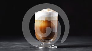 Cafe latte macchiato, layered coffee in a glass photo