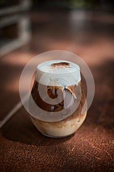 Cafe latte macchiato layered coffee photo