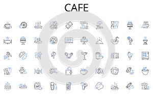 Cafe line icons collection. Customer, Shopper, Prospect, Purchaser, Consumer, Patron, Client vector and linear