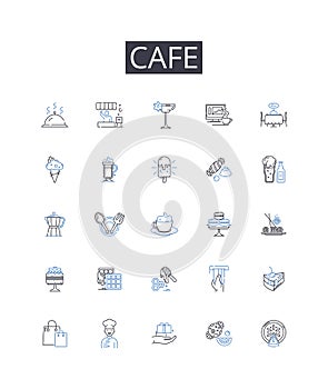 Cafe line icons collection. Specialist, Skilled, Authority, Master, Elite, Proficient, Experienced vector and linear photo