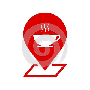 Cafe location icon vector, red navigation of cafe location icon