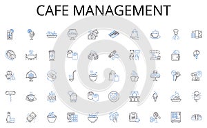 Cafe management line icons collection. Conversation, Discourse, Interaction, Connection, Exchange, Transfer, Expression