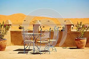 Cafe in Merzouga village in Sahara desert