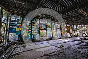 Cafe Pripyat in Pripyat city, Chernobyl Zone, Ukraine