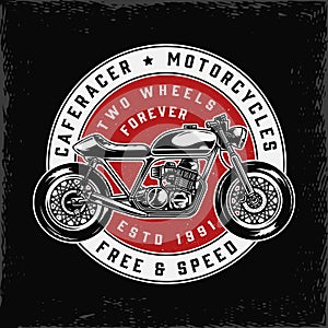 Cafe racer motorcycle vintage round print