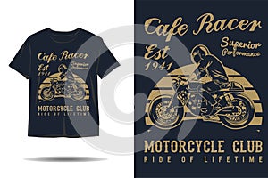 Cafe racer superior performance motorcycle club silhouette t shirt design