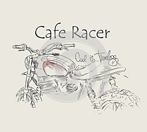 Cafe racer Vintage Motorcycle hand drawn t-shirt print