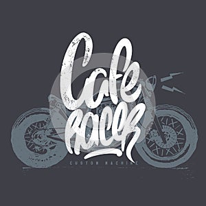 Cafe racer Vintage Motorcycle hand drawn t-shirt print