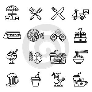 Cafe and Restaurant icons set.