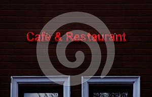 Cafe Restaurant Neon sing on wood