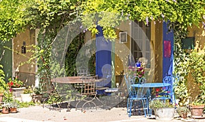 Cafe shop in French village. Provence. photo