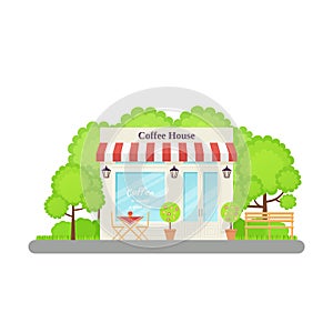 Cafe shop, Coffee house. Vector illustration in flat design