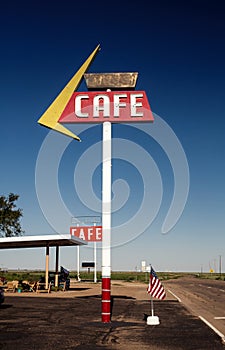 Cafe sign along historic Route 66