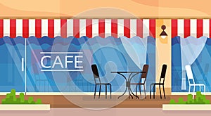 Cafe Street Coffee Shop Chairs Table Vector Illustration photo