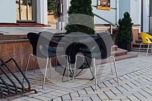 Cafe on the street; table and chairs