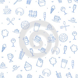 Cafe sweets icons pattern