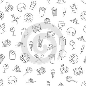 Cafe sweets icons pattern