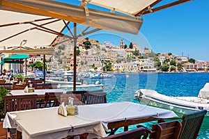 Cafe on Symi Island. Greece