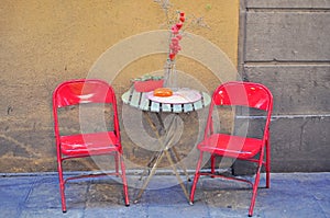 Cafe table and chairs